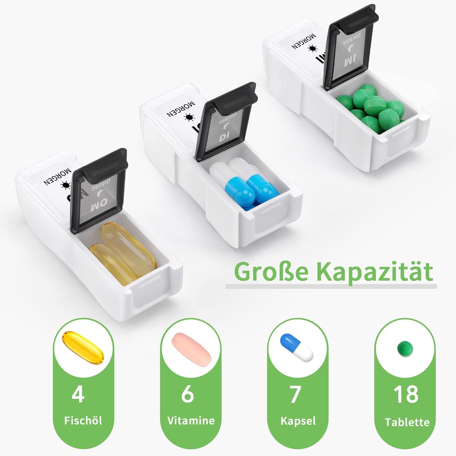 Deutsche Tablettenbox 7 Tage 2 Fächer Abnehmbar Pillendose