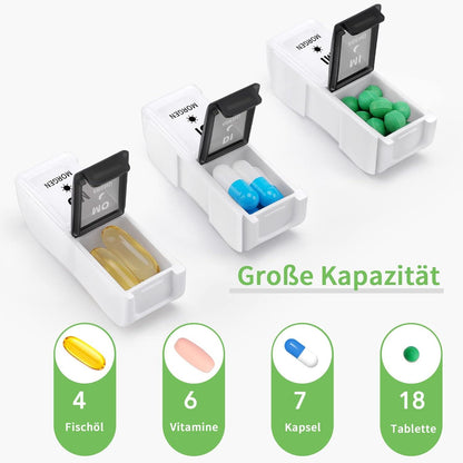 Deutsche Tablettenbox 7 Tage 2 Fächer Abnehmbar Pillendose