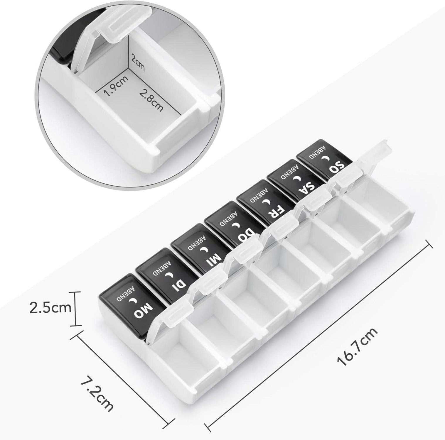 Opret Tablettenbox 7 Tage 2 Fächer Morgens Abends Abnehmbar Pillendose Tabletten Wochenbox