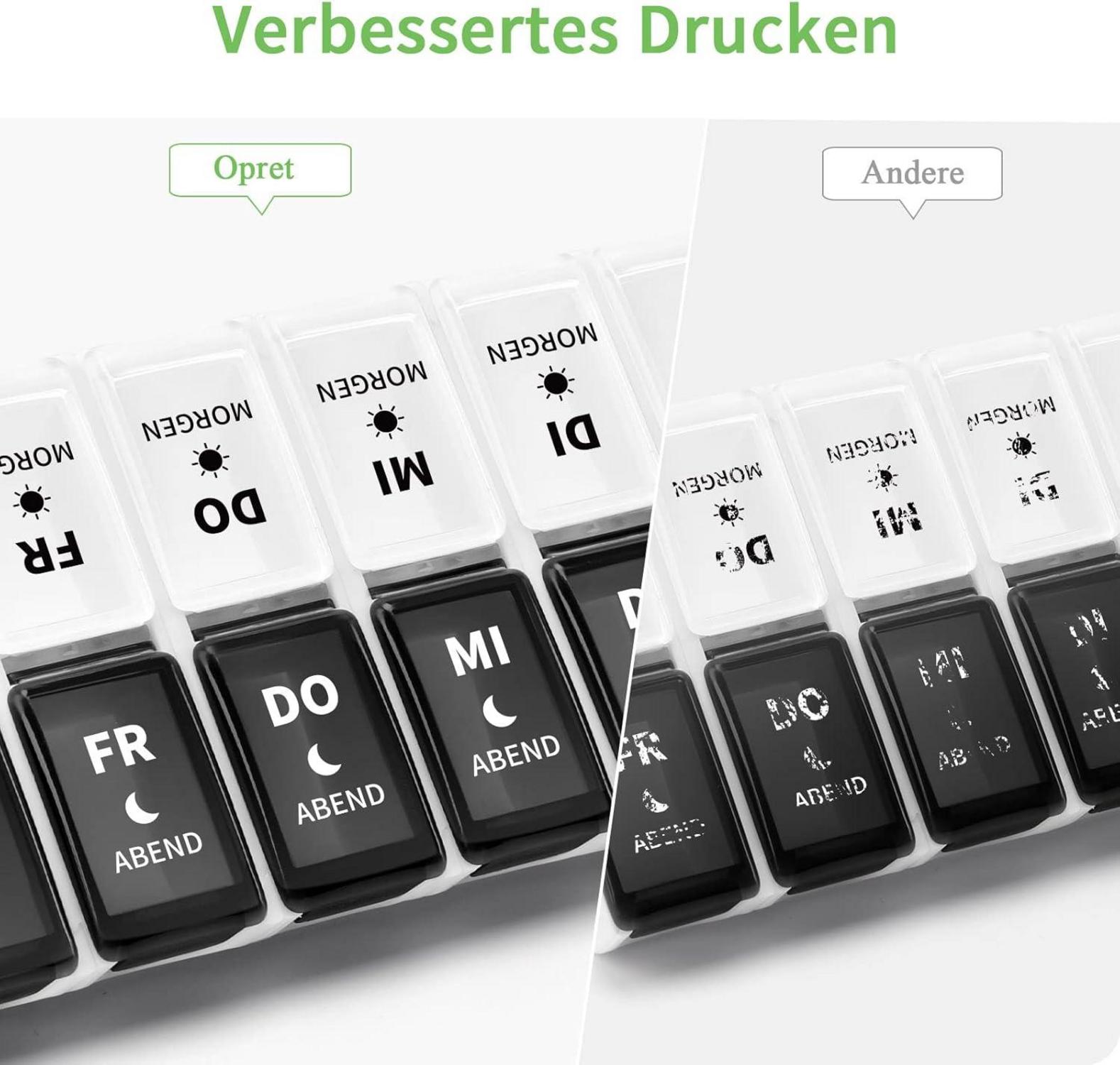 Tablettenbox 7 Tage 2 Fächer Abnehmbar Pillendose BPA-frei