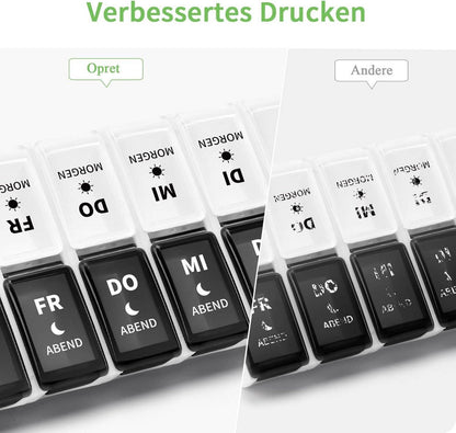 Tablettenbox 7 Tage 2 Fächer Abnehmbar Pillendose BPA-frei