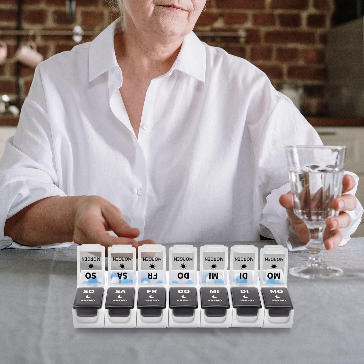 Tablettenbox 7 Tage 2 Fächer Abnehmbar Pillendose BPA-frei