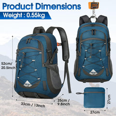 40L Wasserdichter Wanderrucksack für Herren und Damen Blau