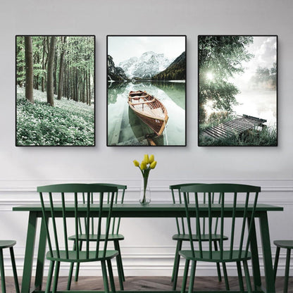 3-teiliges Premium Poster Set See Wald Blume - Moderne