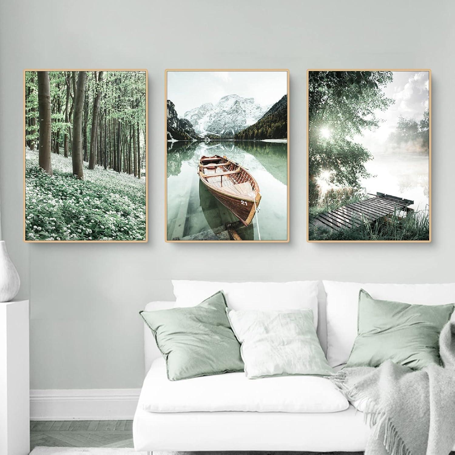 3-teiliges Premium Poster Set See Wald Blume Bilder 50x70cm