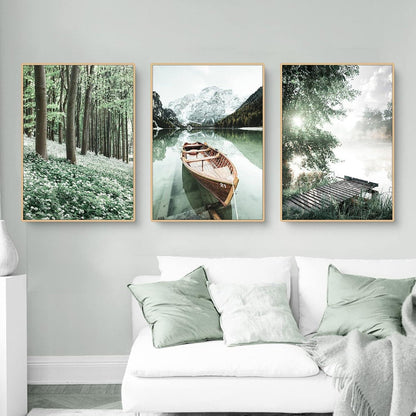 3-teiliges Premium Poster Set See Wald Blume Bilder 50x70cm