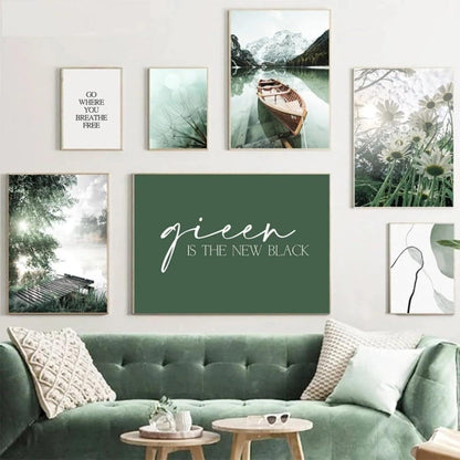 3-teiliges Premium Poster Set Wald Blume See 50x70cm - Wandbilder