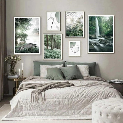 3-teiliges Premium Poster Set Wald Blume See 50x70cm - Wandbilder