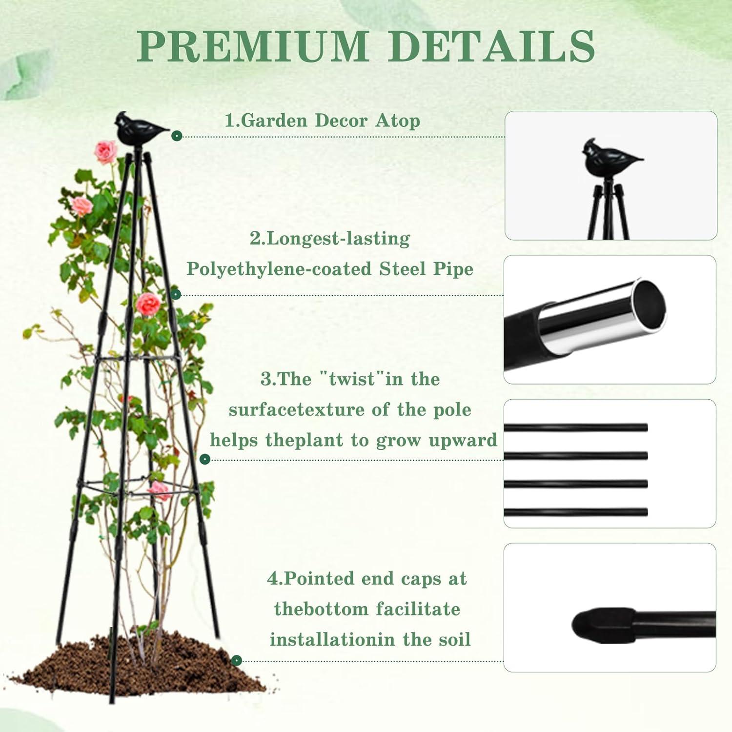 120cm Garten Obelisk Rosen Rankhilfe Metallkern Kletterpflanzen Stand