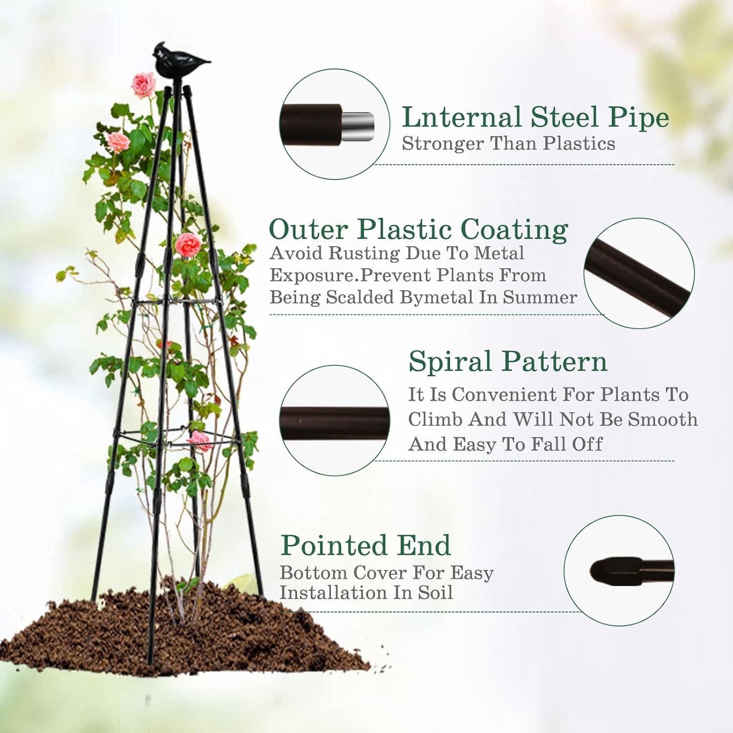 120cm Garten Obelisk Rankhilfe Metallkern für Kletterpflanzen & Rosen