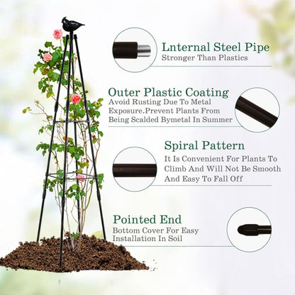 120cm Garten Obelisk Rankhilfe Metallkern für Kletterpflanzen & Rosen