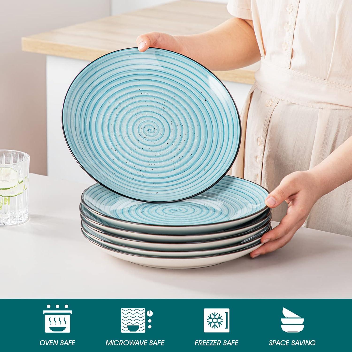 6-teiliges vancasso BONBON Speiseteller Set Steingut Ø 26,8 cm Blau