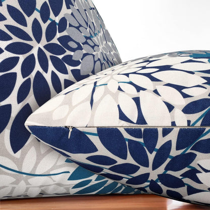 Blaugrün Kissenbezug 50x50 - Geometrisch Blumen Dekor 2er Pack