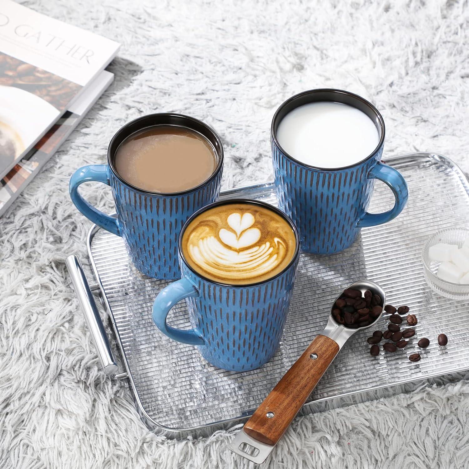 Kaffeetassen Set 6er Steingut 480ml Blau Henkel