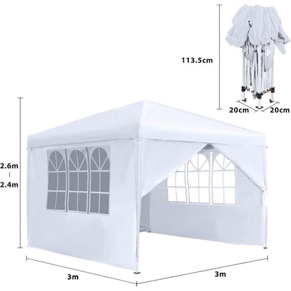 3x3m Pavillon wasserdicht mit Seitenteilen – Gartenzelt für Feste