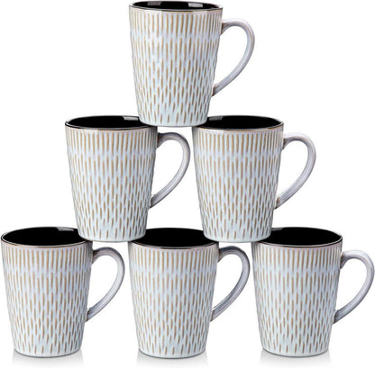 6er Set PLUVO Kaffeetassen Steingut 480ml Beige