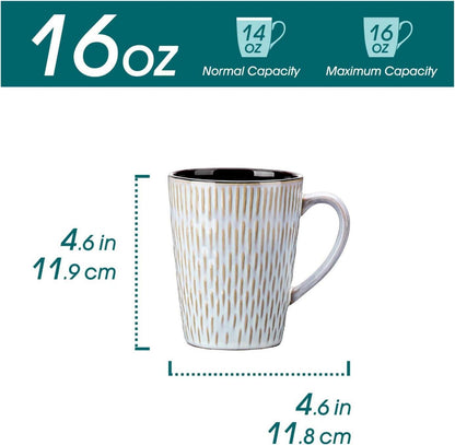 6er PLUVO Kaffeetassen Set Steingut 480ml Beige Henkel