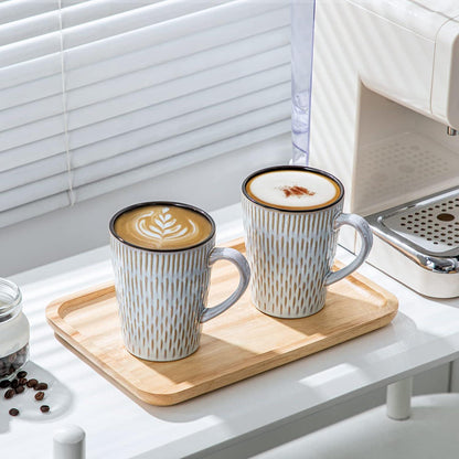 Set mit 6 vancasso PLUVO Kaffeetassen Steingut 480ml Beige Espressotassen