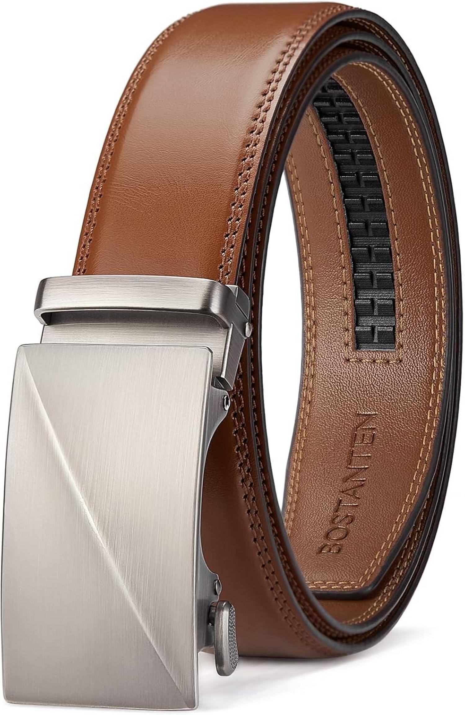 Echtes Leder Ratschengürtel Herren Automatikschließe Schwarz 35mm