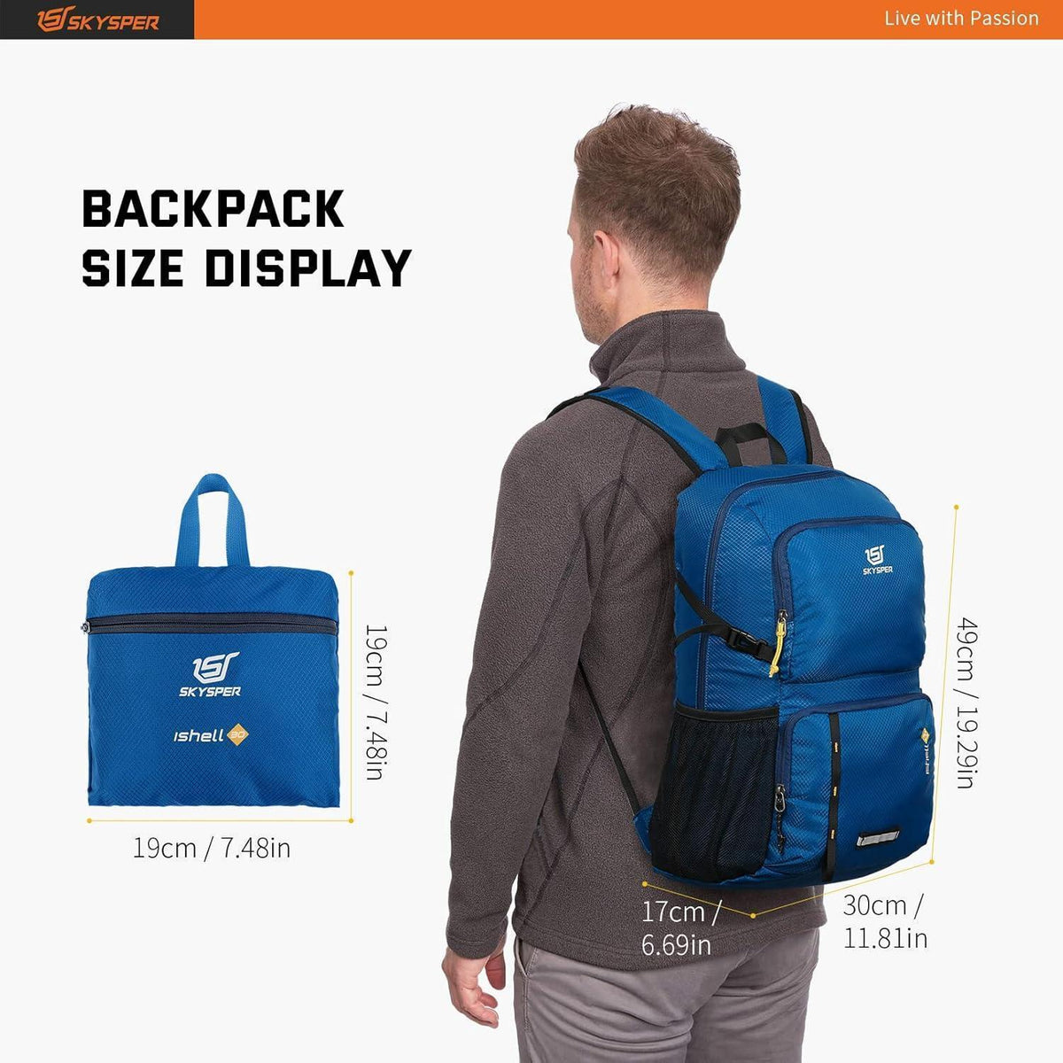 Faltbarer Wanderrucksack 30L mit Nassfach - Wasserfest & Ultraleicht
