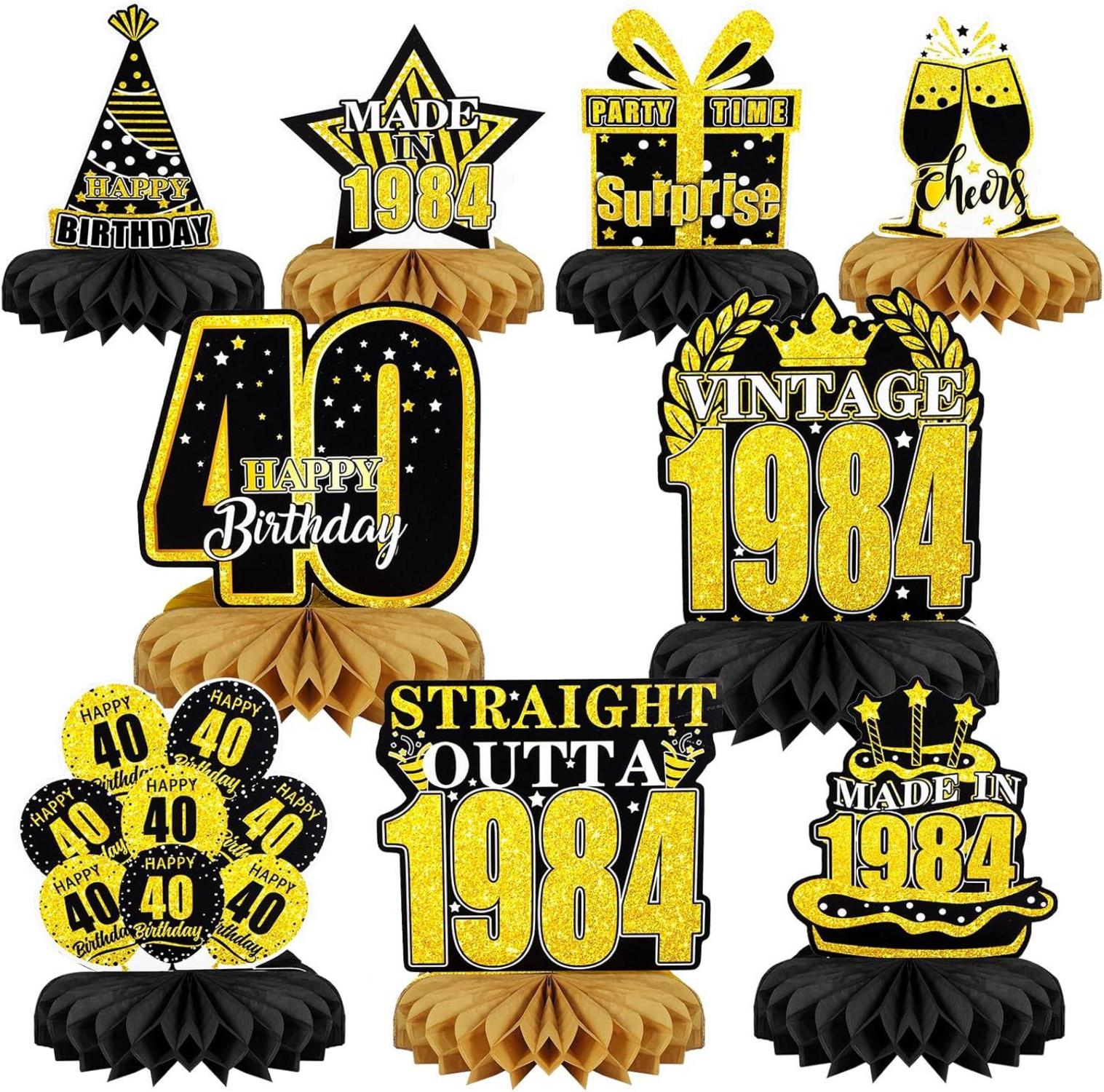 40. Geburtstag Party Deko 9er Set Wabendeko Tischdeko