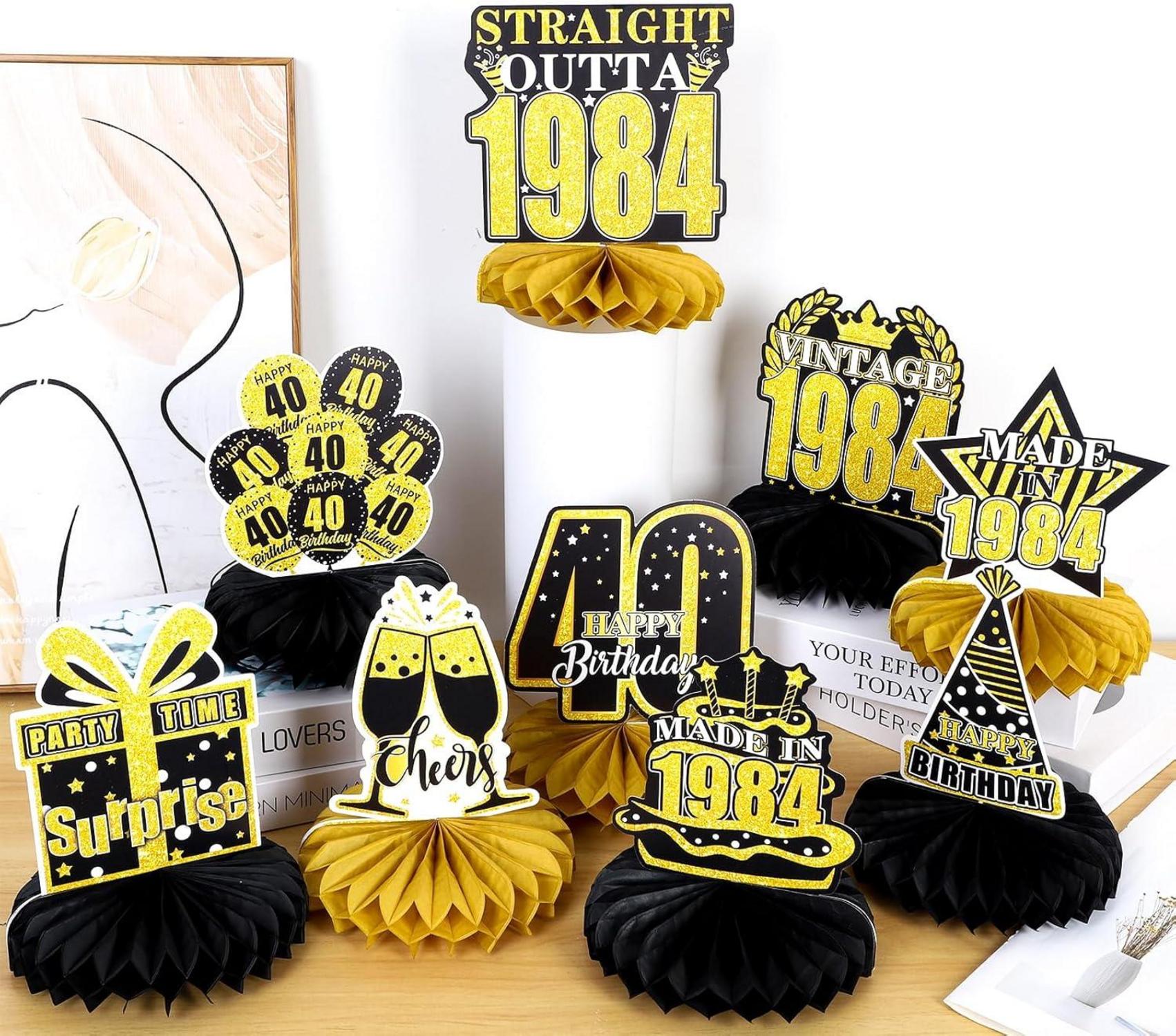 Heyu-Lotus 40. Geburtstag Deko Tischdeko Frauen Männer Bienenwabe 9er