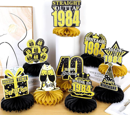 Heyu-Lotus 40. Geburtstag Deko Tischdeko Frauen Männer Bienenwabe 9er