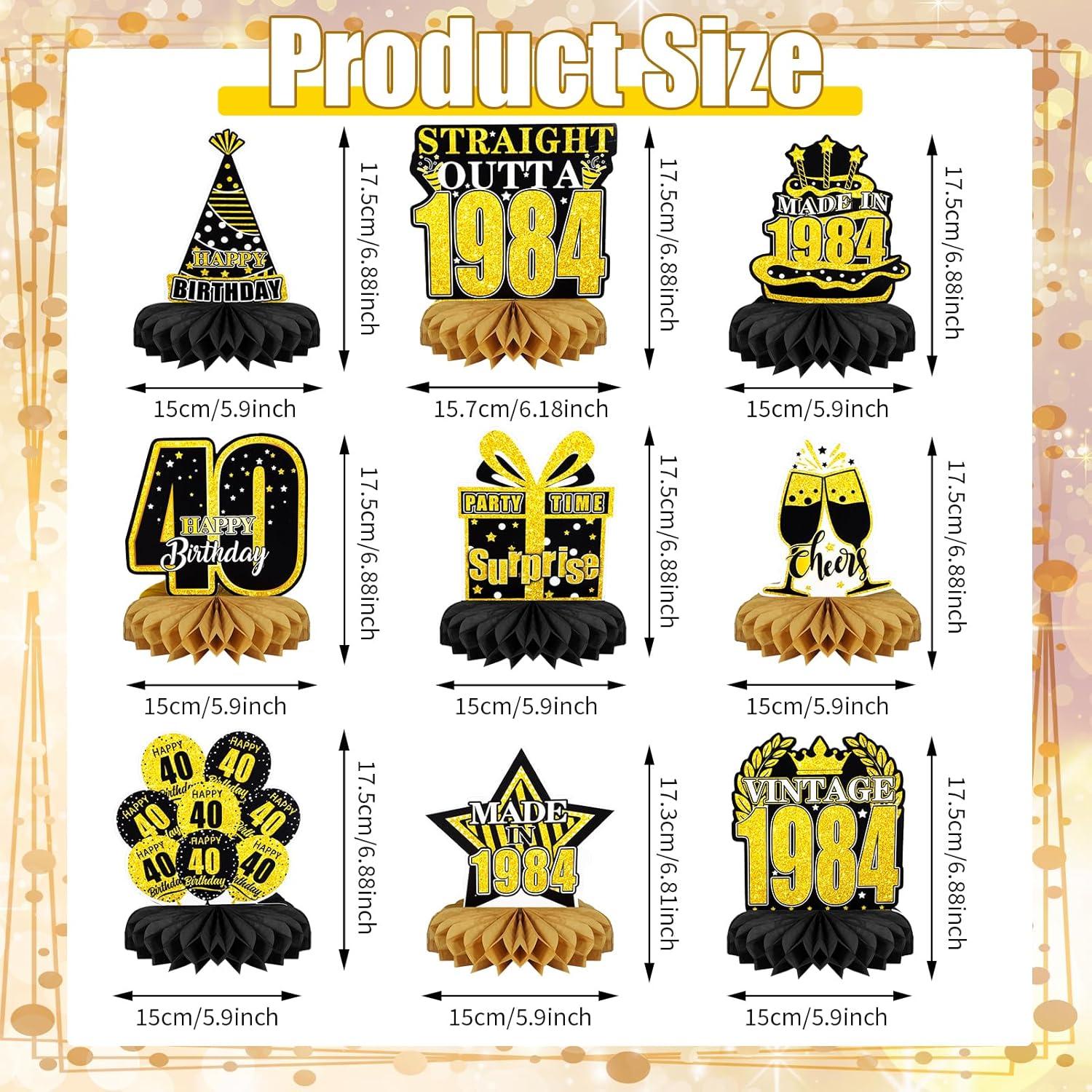 40. Geburtstag Tischdeko 9-teilig Party Deko Wabendeko für Frauen und Männer