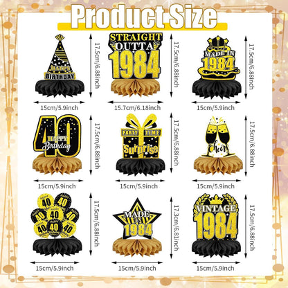 40. Geburtstag Tischdeko 9-teilig Party Deko Wabendeko für Frauen und Männer