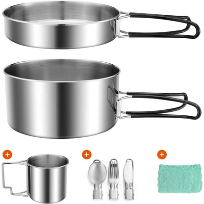Odoland Camping Geschirr Set 7-teilig Edelstahl Outdoor