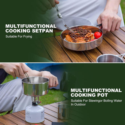 Odoland Camping Geschirr Set 7-teilig Edelstahl Outdoor