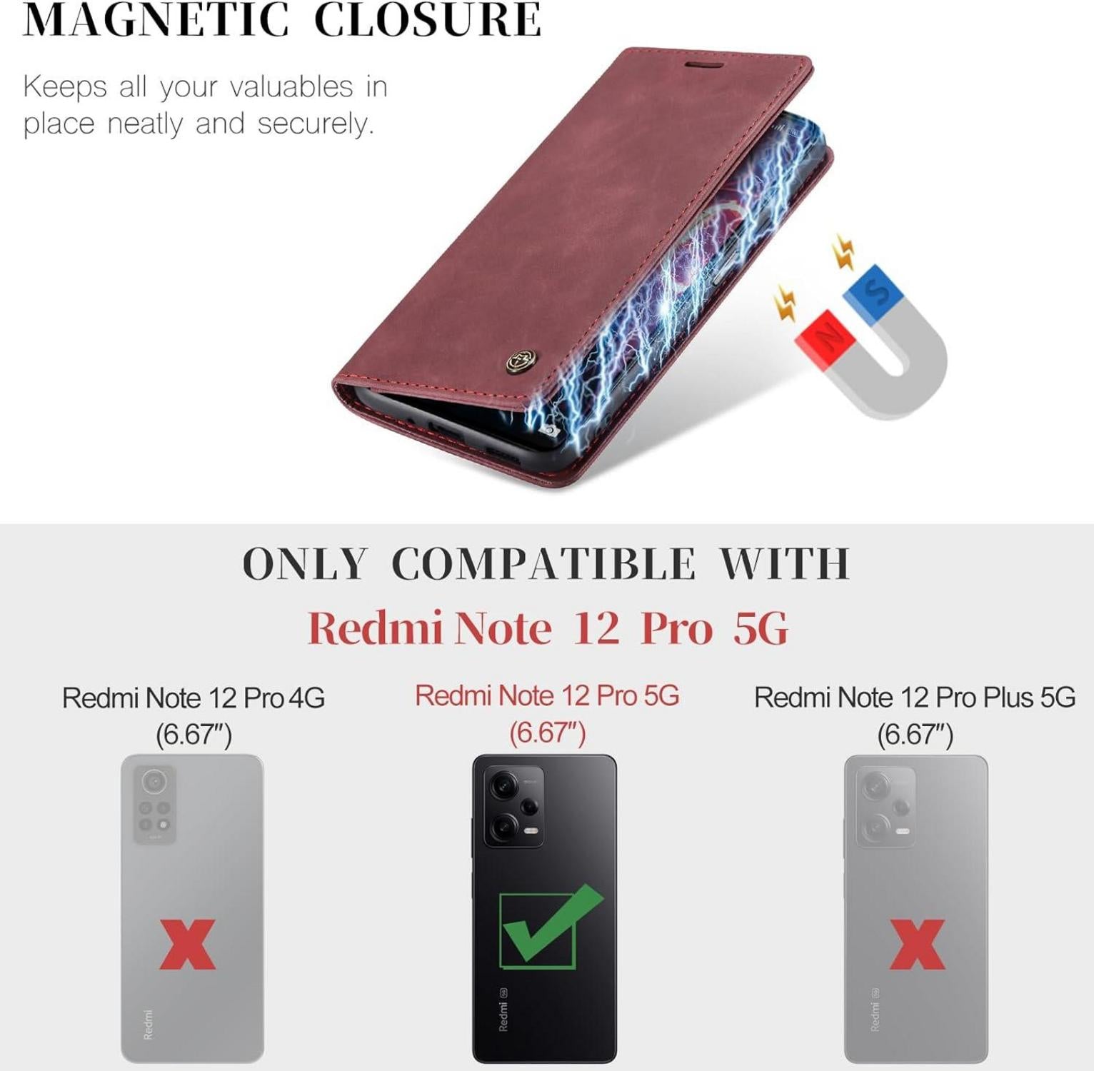 Lederhülle für Xiaomi Redmi Note 12 Pro 5G & Poco X5 Pro 5G