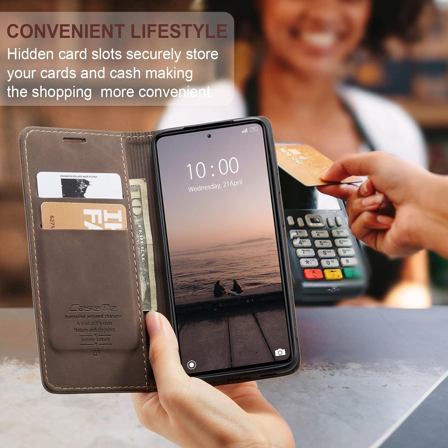 Premium Lederhülle Xiaomi Redmi Note 12 Pro 5G Flip Tasche Kartenfach Standfunktion - Kaffee