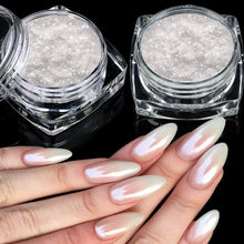 Weiße Perle Chrom Nagelpuder - Aurora Ice Shimmer Pigment Pulver