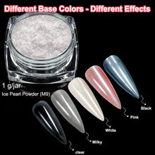 2 Weiße Perlen Nagelpuder - Transparent Ice Shimmer Chrome