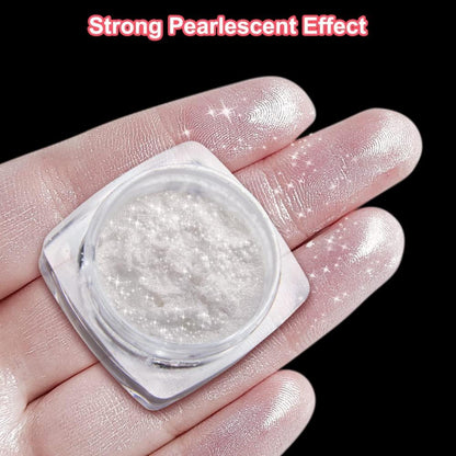 Weiße Perle Chrom Nagelpuder - Aurora Ice Shimmer Pigment Pulver