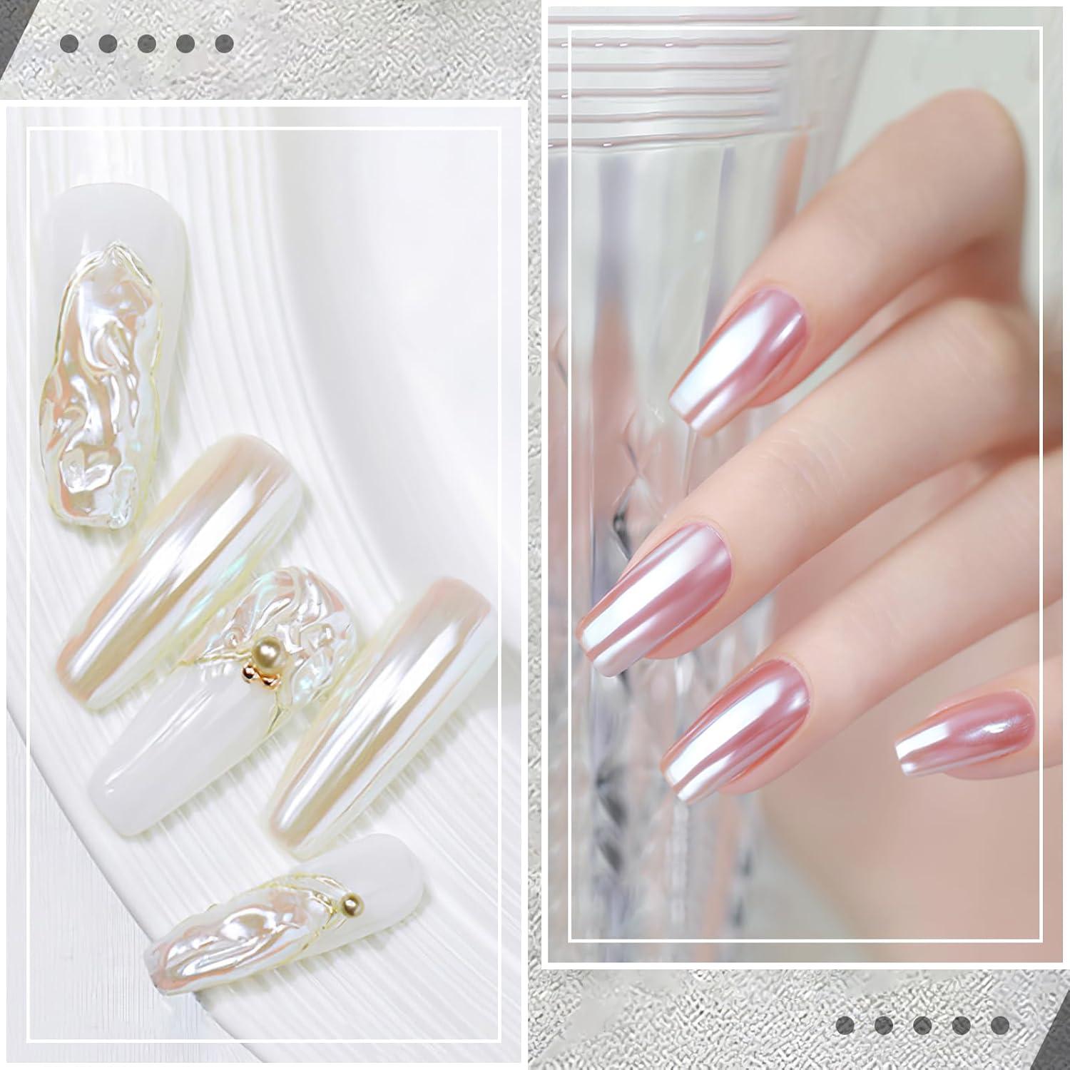 2x Weißes Chrom Nagelpuder Glitzerpuder Spiegeleffekt