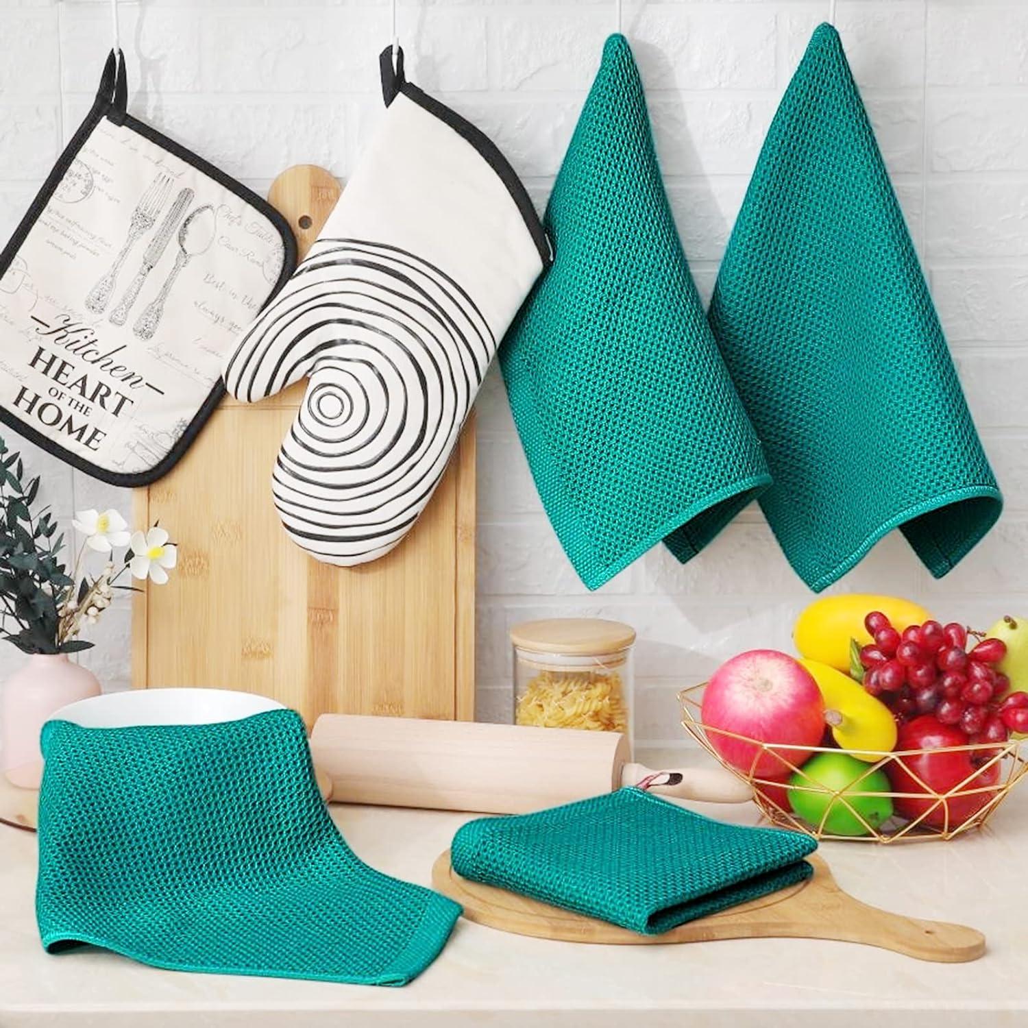 Geschirrtücher 100% Baumwolle 4er Set 32x72 cm Blaugrün