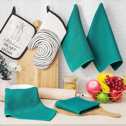 Geschirrtücher 100% Baumwolle 4er Set 32x72 cm Blaugrün