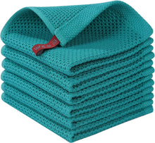 6er Set Geschirrtücher 100% Baumwolle 30x30cm Blaugrün