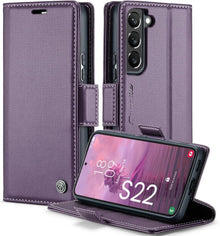 Samsung Galaxy S22 5G Handyhülle Leder RFID Flip Case 6,1 Zoll Lila