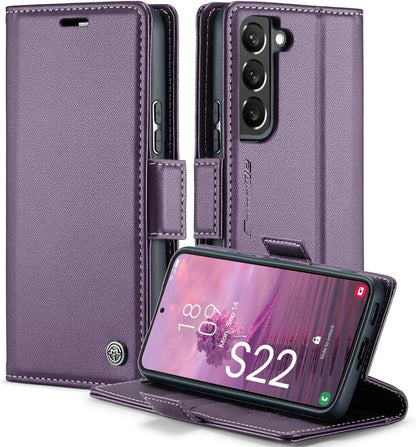 Samsung Galaxy S22 5G Handyhülle Leder RFID Flip Case 6,1 Zoll Lila