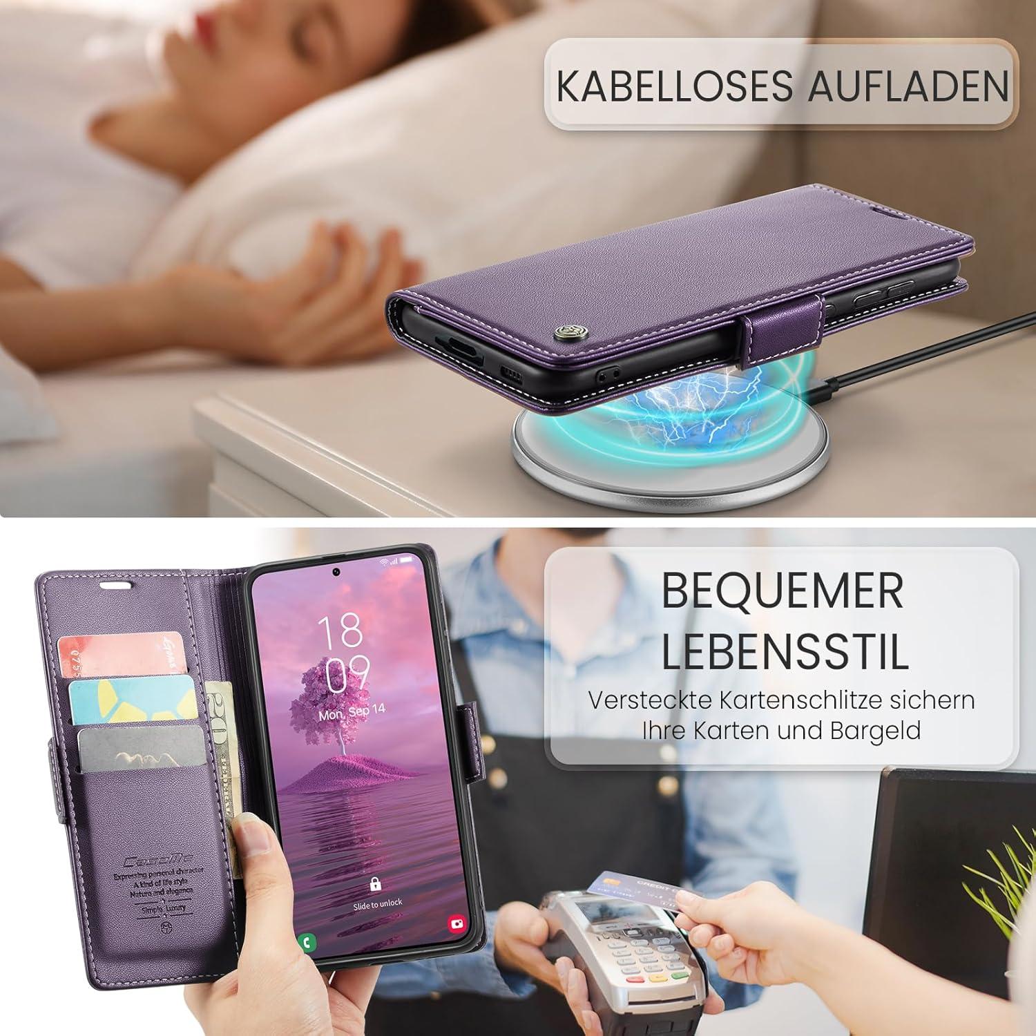 Samsung Galaxy S22 5G Flip Case Lederhülle RFID Schutzhülle Lila 6,1 Zoll