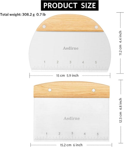 Teigschneider Set, Edelstahlklinge mit Holzgriff, 15cm, 2 Stück