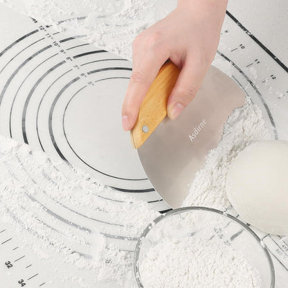 Teigschneider Teigschaber Holzgriff Gebäckschaber Edelstahl 15cm 2er Set