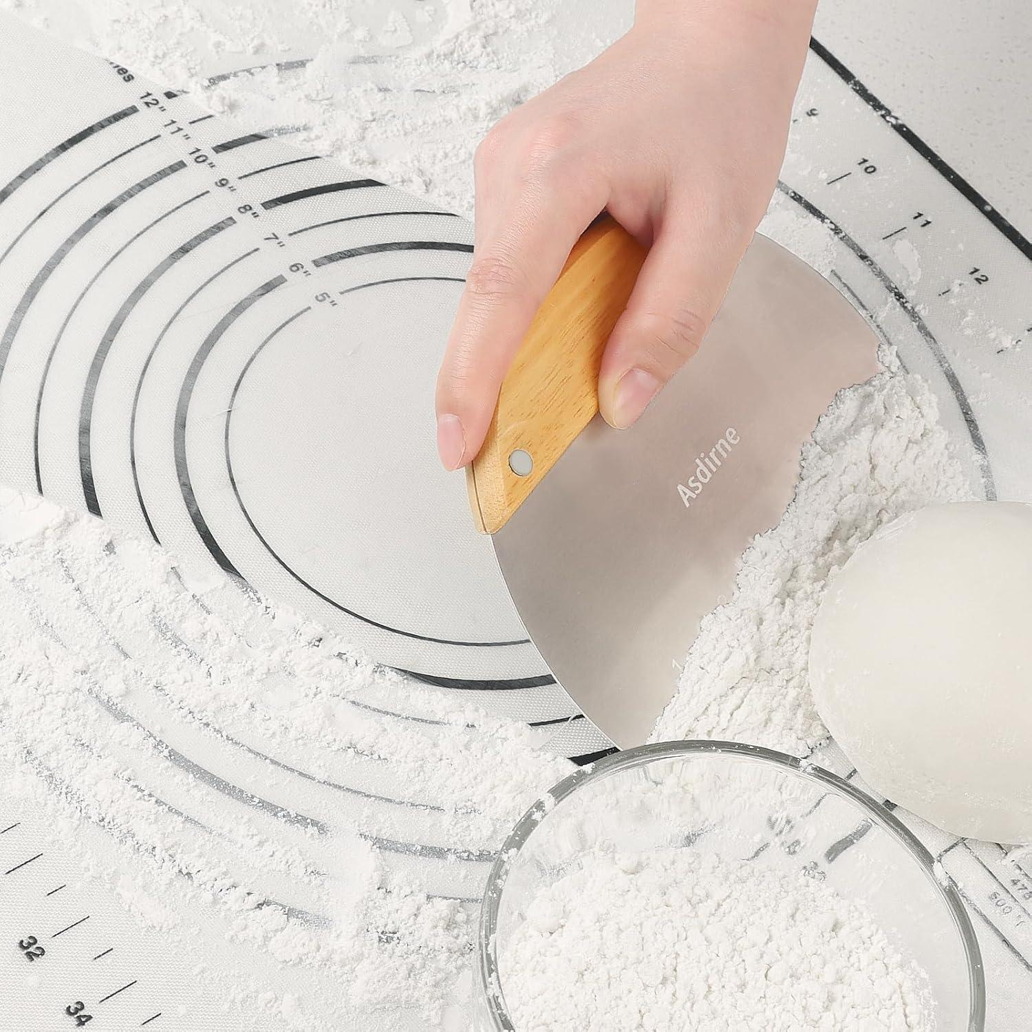 Teigschneider Edelstahl 15 cm 2 Stück Holzgriff Gebäckschaber