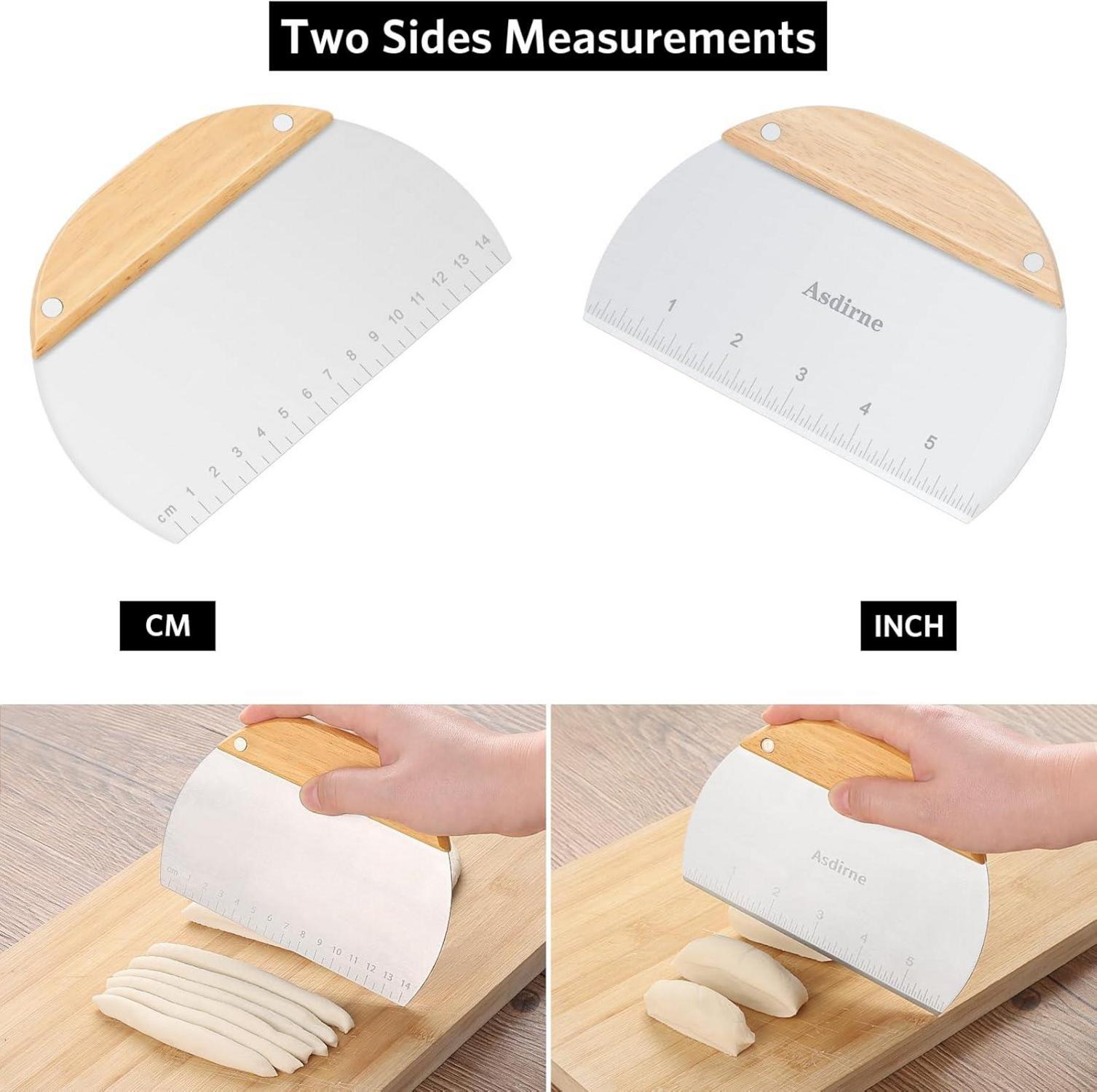 Teigschneider Teigschaber Holzgriff Gebäckschaber Edelstahl 15cm 2er Set