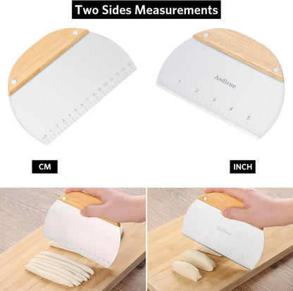 Teigschneider Teigschaber Holzgriff Gebäckschaber Edelstahl 15cm 2er Set