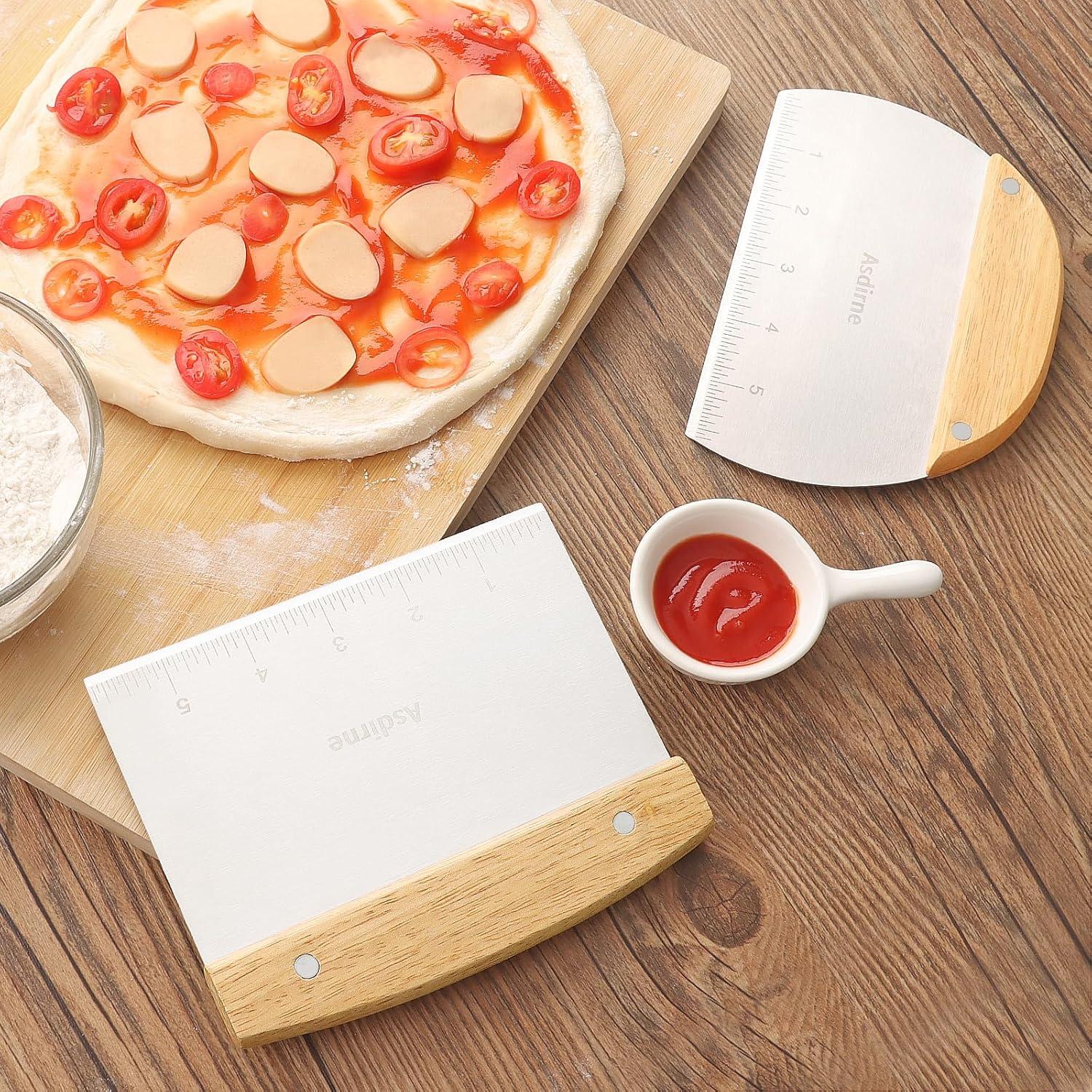 Teigschneider Set, Edelstahlklinge mit Holzgriff, 15cm, 2 Stück