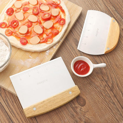 Teigschneider Set, Edelstahlklinge mit Holzgriff, 15cm, 2 Stück